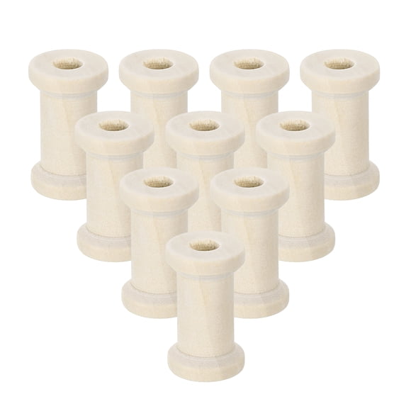 Unique Bargains 25 Pack Wooden Empty Spool 1-1/16in Unfinished Wooden Spools Empty Thread Spools