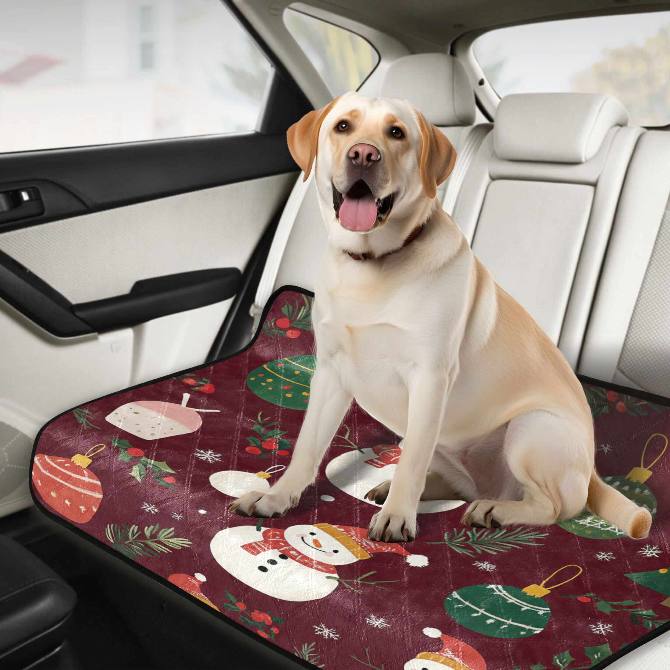 Qxltty Christmas Pattern with Snowmen and Green Trees Cat litter Pads Pet Set of 2 Diaper Mats Center Anti-leakage Layer Absorbent Soft and Comfortable
