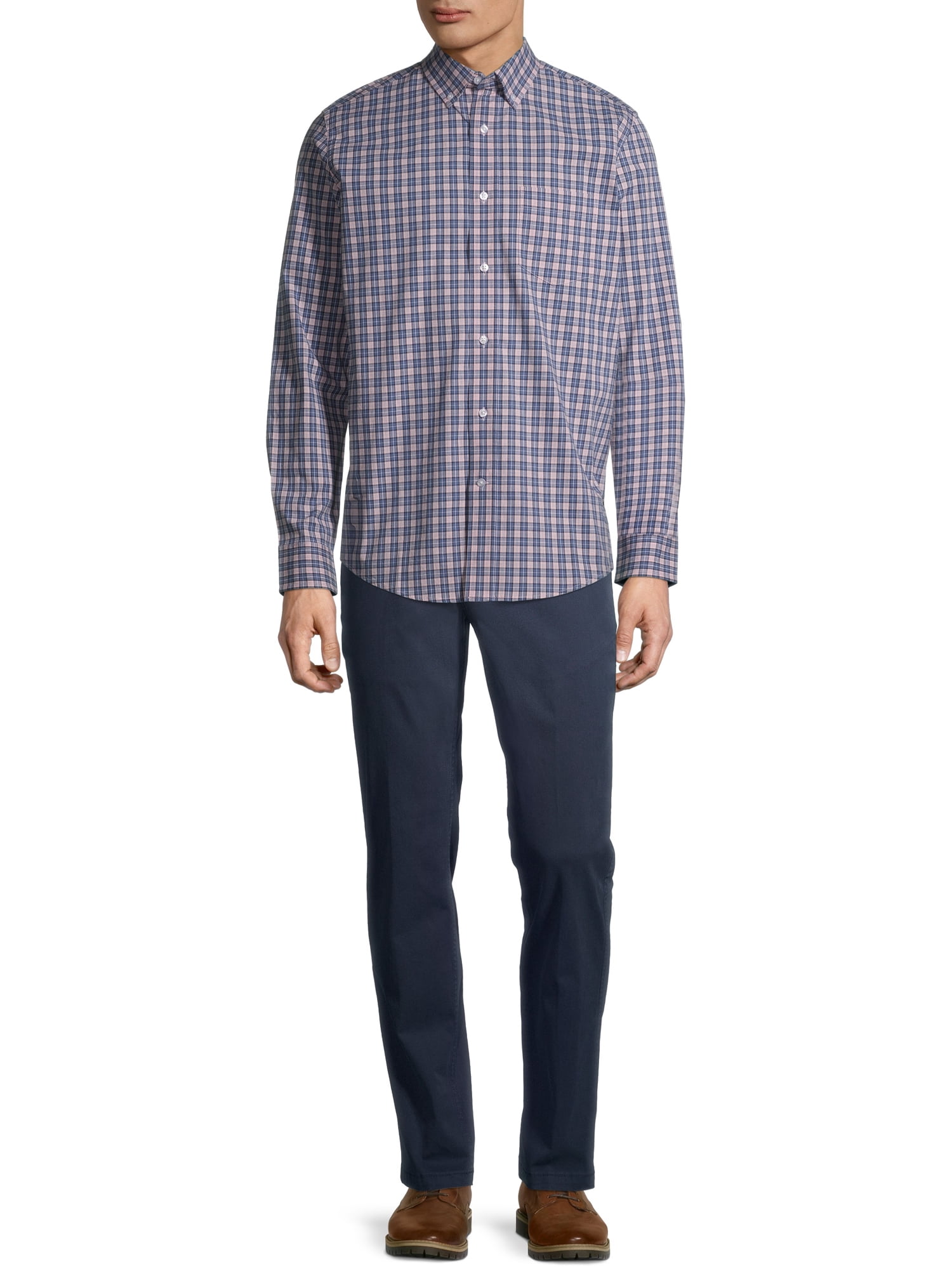 George Men's and Big Men's Long Sleeve Stretch Poplin Shirt, Sizes up to 5XLT