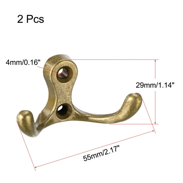 Unique Bargains Dual Prong Coat Hooks Wall Mounted Retro Double Hooks Utility Antique Bronze Hook For Coat Scarf Bag Towel Key Cap Cup H Other