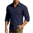 thumbnail image 2 of CQONEPT Big and Tall Long Sleeve Shirts for Men Ripstop Tactical Tshirt Button Down Outdoor Safari Fishing Workwear Tops with Pockets Black XL, 2 of 7