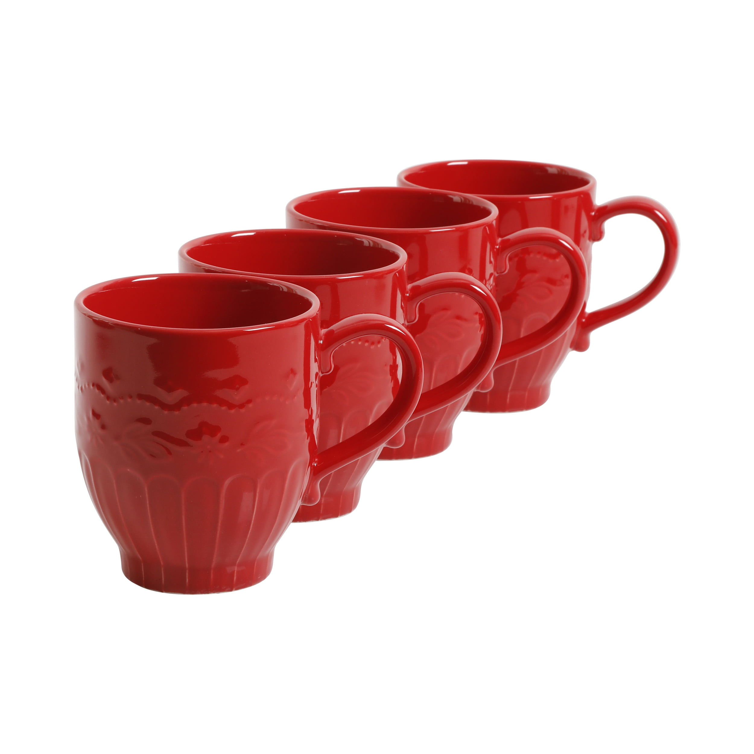 ALMA 12oz Handpainted Red Flower Mug, Great Ceramic Gift For Festival  Decor, Microwavable Coffee Cup(Red Passion,Medium)