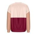 thumbnail image 5 of miqiqism Womens Sweatshirts Trendy Color Block Loose Sweatshirt Juniors Casual Drop Shoulder Pullover Blouses Teen Girls Crew Neck Long Sleeves Clothing,Wine,Small, 5 of 6