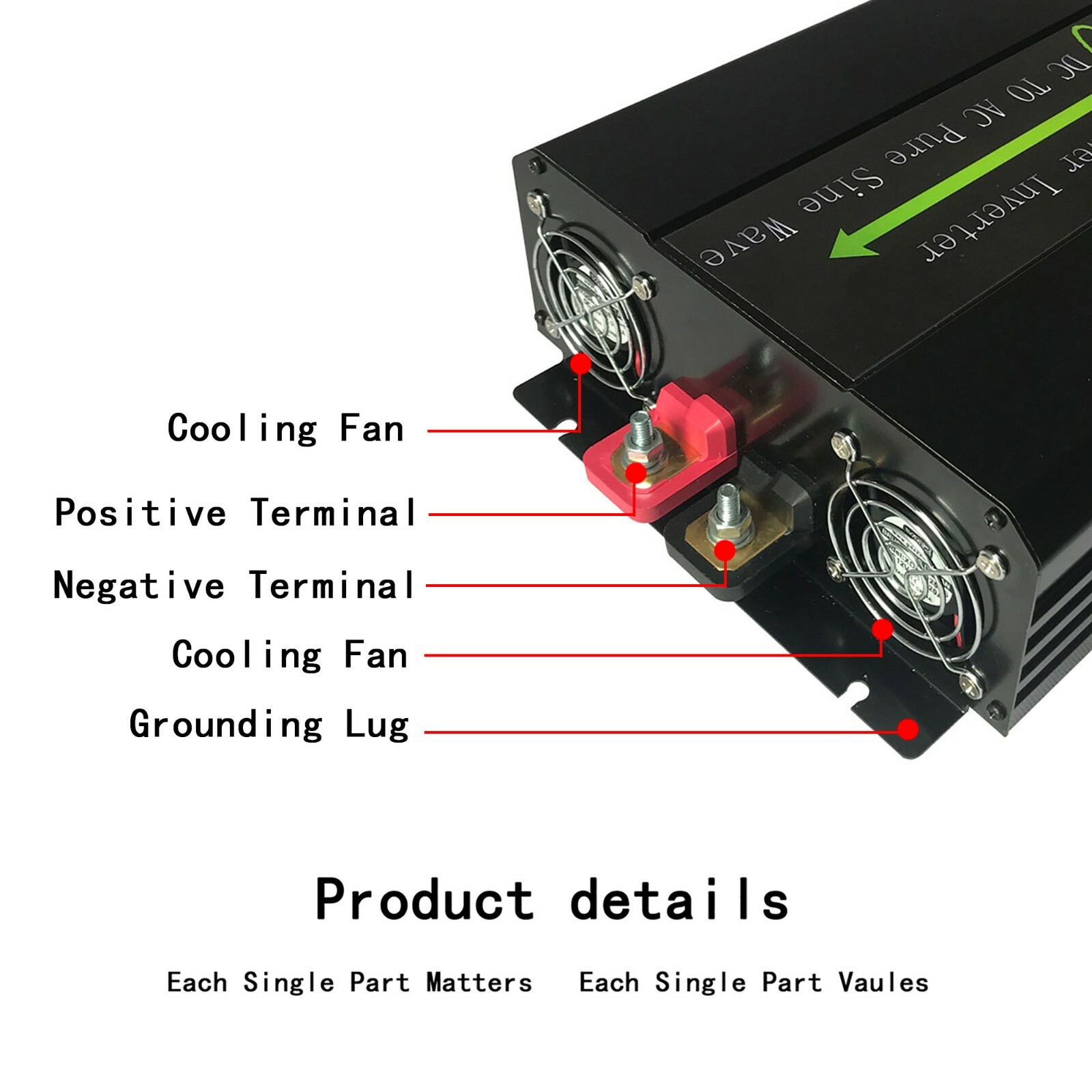 Solar Power Inverter Pure Sine Wave 3000W DC 24V AC 120V 60HZ Off Grid US Stock