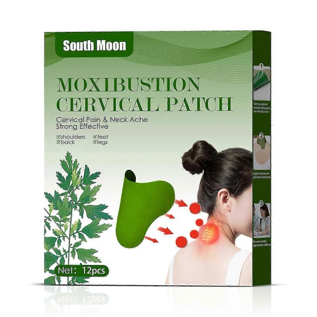 12pcs Non-woven Fabric Moxibustion Cervical Patches Cervical Pain Neck Ache Strong Effective For Shoulders Fe