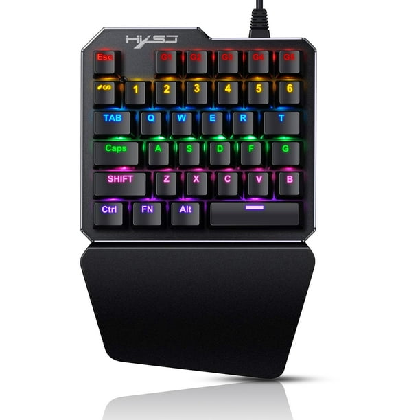 OneHanded Gaming Keyboard 7 RGB Backlit 35 Keys Portable Mini Gaming
