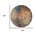 thumbnail image 5 of 8' X 8' Multicolor Round Abstract Power Loom Non Skid Area Rug, 5 of 5