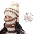 thumbnail image 2 of 4PCS Womens Winter Warm Knit Beanie Hat Touchscreen Gloves Scarf Mask Set with Fleece Lined Skull Caps Neck Scarves, 2 of 5