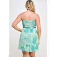 thumbnail image 2 of Saronite Floral Printed Paisley Smocked Adjustable Straps Rayon Ruffle Mini Dress, Mint (Women's Plus), 2 of 4