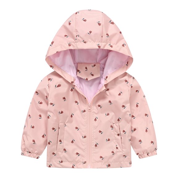 Toddler Baby Boys Girls Hooded Jacket Windbreaker Lightweight Dinosaur Print Coat Autumn Long Sleeve Windproof Outwear(Color:Light Pink,Size:12-18 Months)