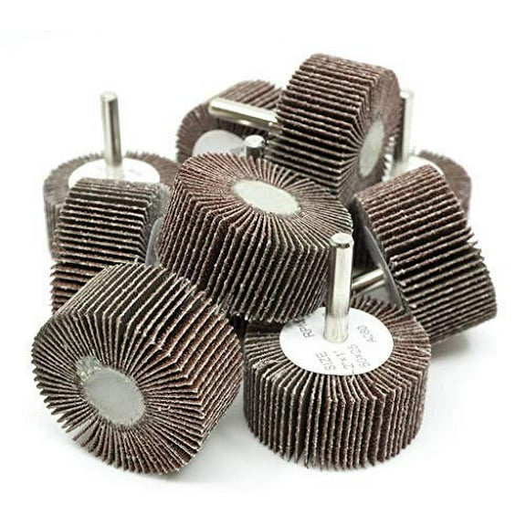 Benchmark Abrasives 2" x 1" Aluminum Oxide Flap Wheel With 1/4" Shank Mounted (10 Pack) - 120 Grit