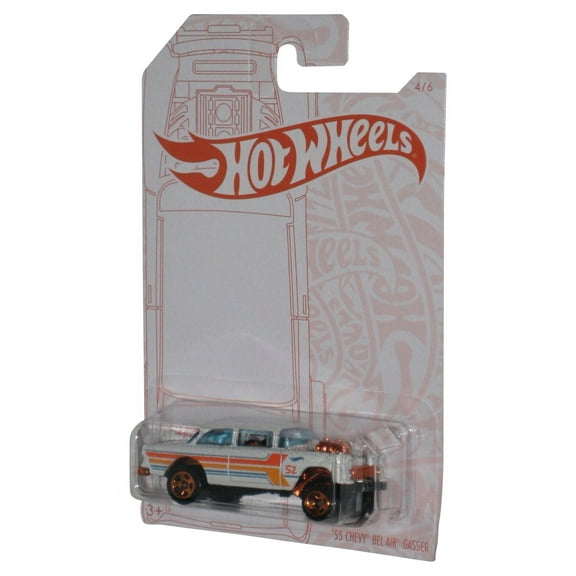 Hot Wheels Pearl & Chrome (2019) White '55 Chevy Bel Air Gasser Toy Truck 4/6