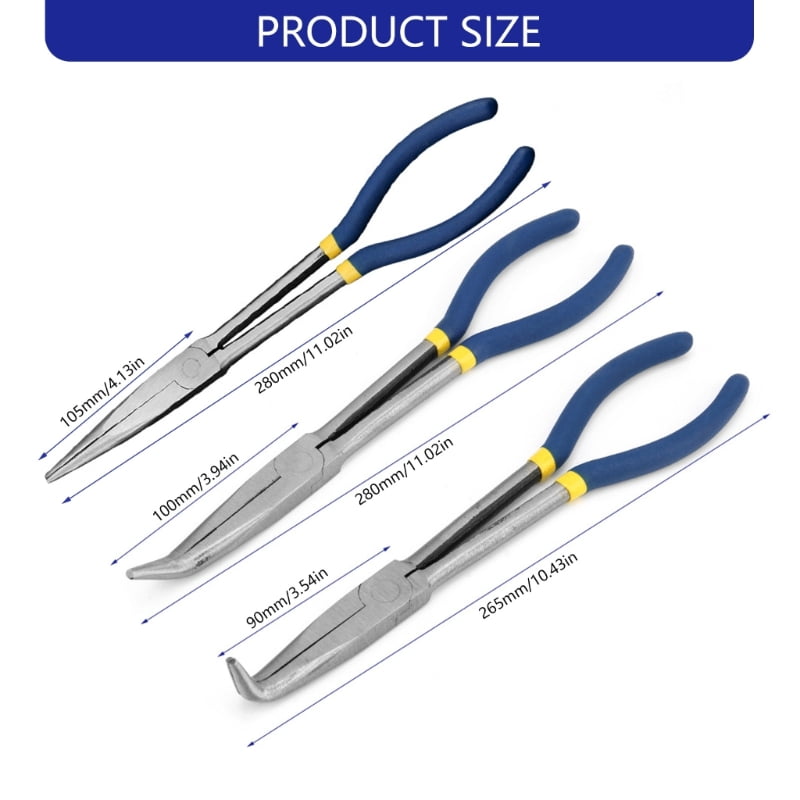 0/45/90 Degree Car Wire Removal Pliers Long Nose Cylinder Cable Clamp Removal Tool Flat Mouth Pliers Ergonomic Handle