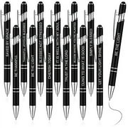 Zonon 12 Pieces Quotes Pen Inspirational Ballpoint Pen with Stylus Tip Motivational Messages Pen Metal Inspirational Pen Set Metal Black Ink Pens Encouraging Stylus Pen (Bible Style, Black)