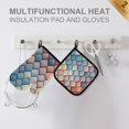 thumbnail image 4 of Yayeee Oven Mitts and Pot Holder Set of 4 Heat Resistant Kitchen Gloves Baking Hot Pad, Blue Art Pattern, 4 of 5