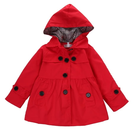 

Puloru Baby Girl Hooded Coat Long Cute Fashion Babydoll Rain Jacket