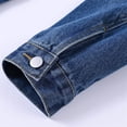 thumbnail image 6 of Tqcoqu Women's Lapel Distressed Washed Cropped Denim Jacket,Long Sleeve Button Down Trucker Coat,2026 Spring Fall Trendy Clothes,Dark Blue Women's S-XXL, 6 of 7