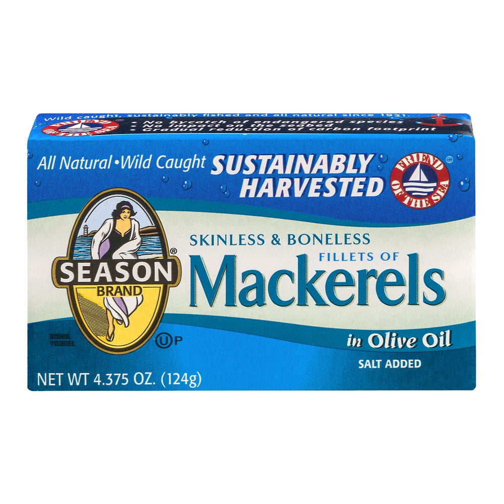 Season Mackerels Skinless & Boneless In Olive Oil, 4.375 OZ by MANISCHEWITZ