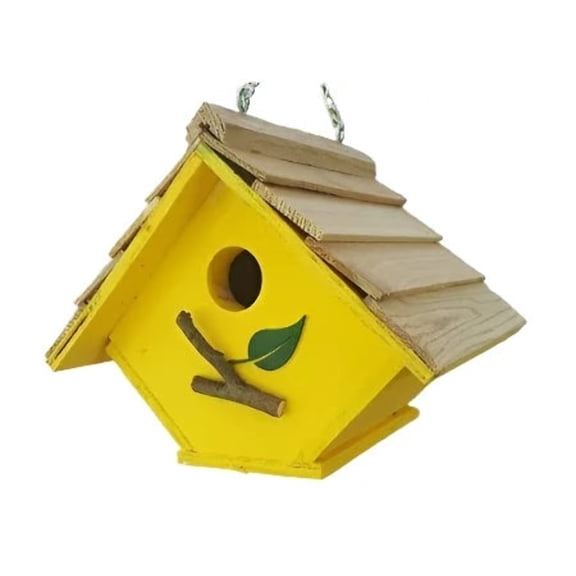 Chalet Wren Bird House (Yellow) 8", Nesting Box, Bird Houses by Mark, Made in USA