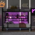 thumbnail image 2 of Euroco Metal Queen over Queen Size Bunk Bed with Storage Cabinets & LED Light for Bedroom, Black, 2 of 11