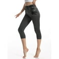 thumbnail image 3 of Frontwalk Women High Waist Imitation Denim Fake Jeans Elastic Waist Leggings Trousers, 3 of 3