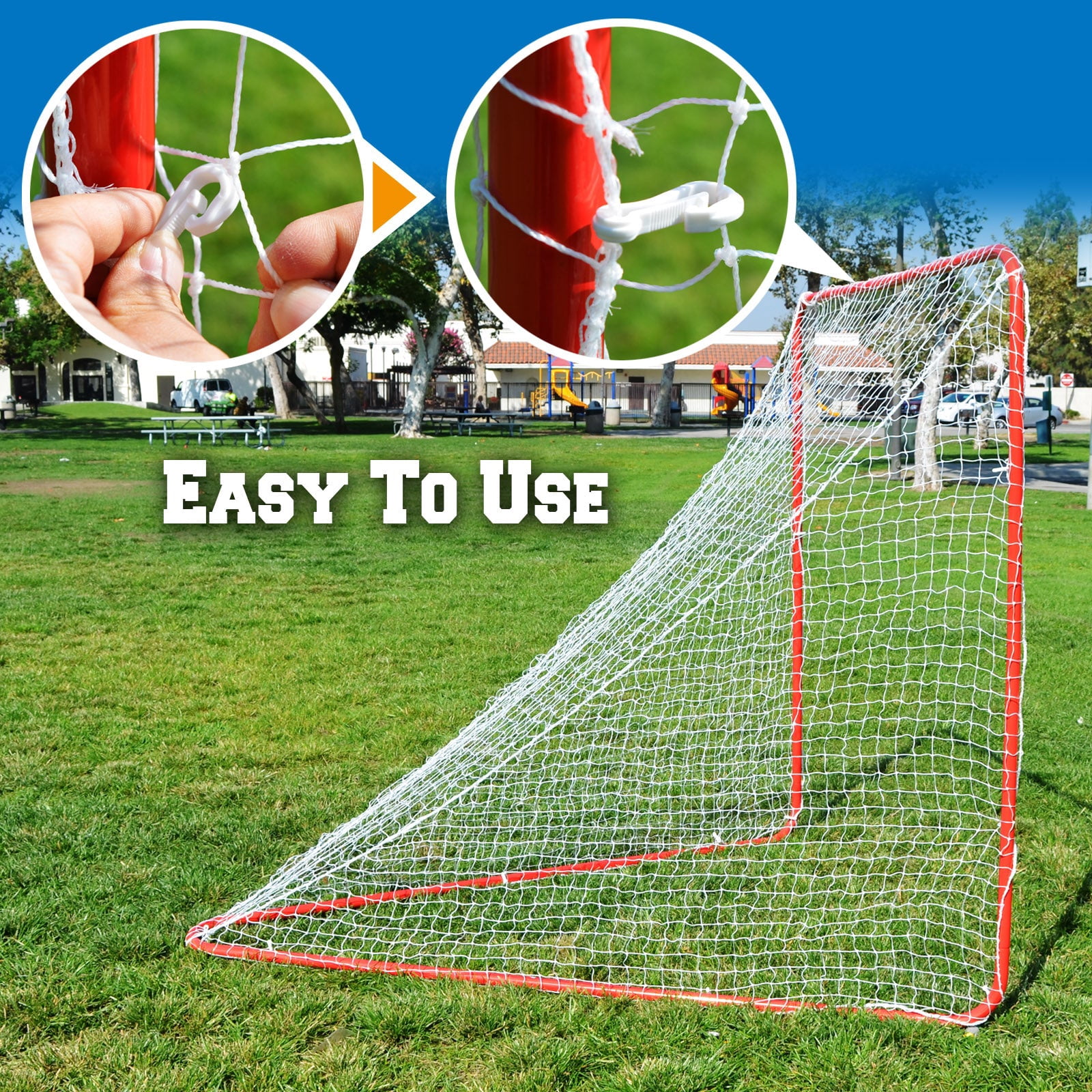 SUNNYOUTDOOR 6x6x7' Backyard Lacrosse Practice and Training Goal, Includes Portable Steel Frame and Lacrosse Net for Youth Kids and Adults