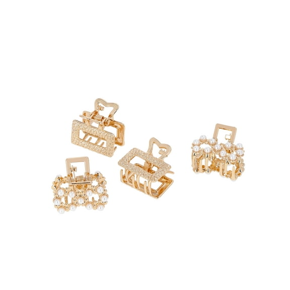 Time and Tru Women's Embellished Mini Hair Claw Clips, 4-Pack, Gold-Tone