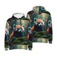 thumbnail image 6 of Bingfone Forest Plant Raccoon Men's Drawstring Hoodie Long Sleeve Pocket Sweatshirts-Large, 6 of 6