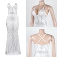 thumbnail image 2 of Vestido largo Nagfar con diamantes de imitación para fiesta de cumpleaños, ropa de club, blanco, 2 of 5