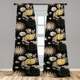 thumbnail image 2 of Zodiac Window Curtains, Vintage Vibe Illustrated Sun and Moon Sketch Pattern With Floras on Darkened Back, Lightweight Decor 2-Panel Set with Rod Pocket, Pair of - 28"x63", Ivory Mustard, by Ambesonne, 2 of 3