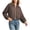 Brown, variant on QSAWXQZ Women's Lightweight Bomber Jacket Polka Dot Lapel Zip up Long Sleeve Cropped Casual Outerwear for Fall XL