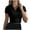 Black, variant on Chbgutlmr Crop Tops for Women Ribbed Knit Zipper Short Sleeve Tight Tees Mock Neck Slim Going out Sports Top