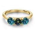 thumbnail image 3 of Gem Stone King 18K Yellow Gold Plated Silver Green Mystic Topaz and London Blue Topaz Engagement Ring for Women | 1.95 Cttw | Round 5MM | Gemstone November Birthstone | Size 7, 3 of 6