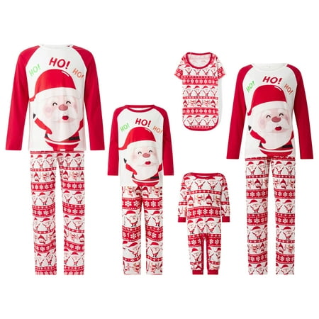 

wsevypo Christmas Family Matching Pajamas Santa Claus Printing PJs Set Dad Mom Kids Baby Xmas Sleepwear