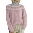 thumbnail image 1 of Breezora Chandail à Col Roulé Contemporain pour Femmes, Design à Imprimé Rétro, Manches Longues, Tricoté, Coupe Ample, Confort, Mode d'Automne, Taille P, Rose, 1 of 4