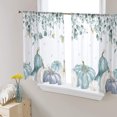 thumbnail image 3 of Sheer Curtains 54 inches Long, Fall Thanksgiving Blue Pupkin with Eucalyptus Leaves Light Filtering Sheer Window Curtains Rod Pocket Voile Drapes for Bedroom Living Room, 52"W x 54"L 2 Panels, 3 of 7