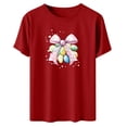 thumbnail image 5 of Zedker Easter Shirts for Women Fashion Egg Printed Casual Short Sleeve Round Neck T Shirt Tops Red S, 5 of 7