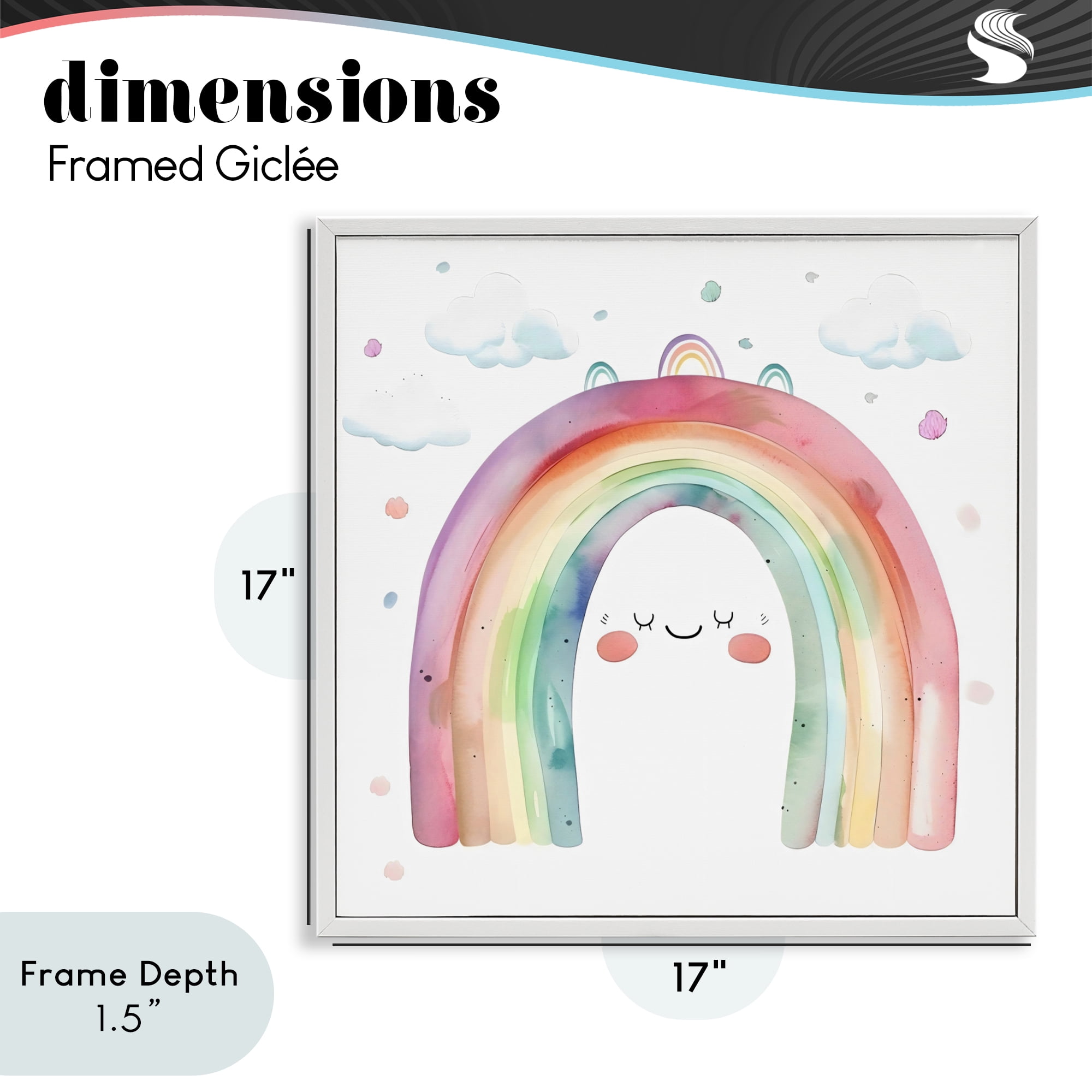 Stupell Industries Cute Smiling Rainbow White Framed Giclee Art, design by Creative Studio