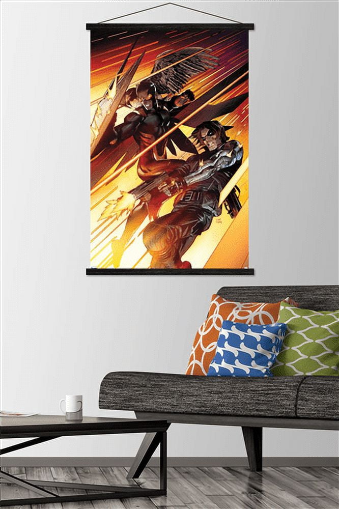 Marvel Comics Falcon and Winter Soldier - Team-Up Wall Poster with Wooden Magnetic Frame, 22.375" x 34"