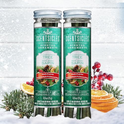 Scentsicles O Ornements de Noël Parfumés avec Crochets - 2 Bouteilles (12 Bâtons au Total)