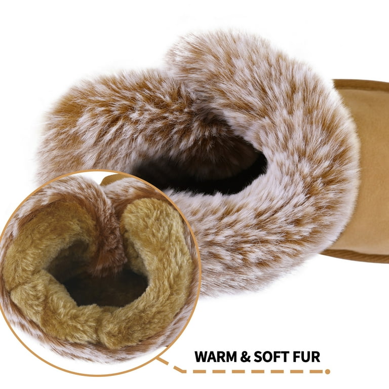 Kushyshoo Girls Kids Snow Boots for Warmth Brown Non-Slip Outdoor