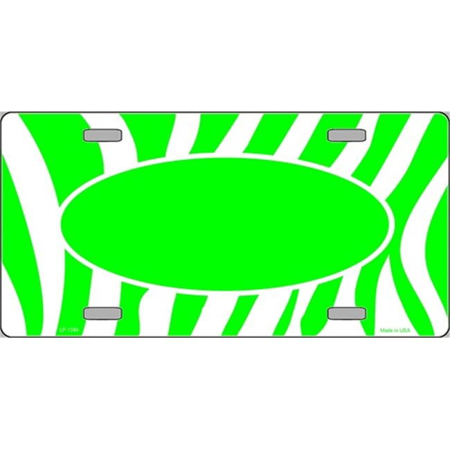 LP1384 Lime Green Zebra Ovals in the Middle Flat Automotive License