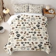 thumbnail image 2 of Homewish Dog Paw Bone Twin Quilt Set,Woof Print Twin Coverlet Set,Beige,2 Pieces, 2 of 7
