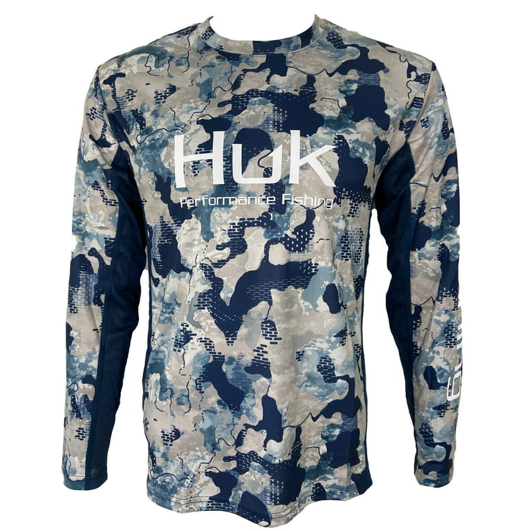 Huk Youth Icon X Refraction Camo Bluefin Medium Long Sleeve
