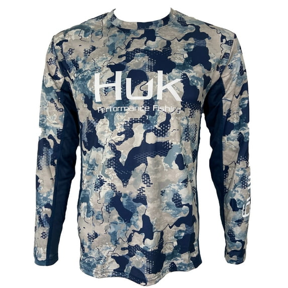 Huk Men's Icon X Refraction Camo Bluefin Medium Long-Sleeve Fishing Shirt