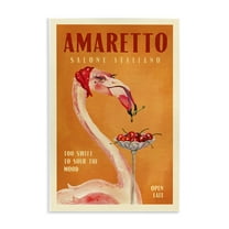 Stupell Industries Vintage Amaretto Flamingo Food & Beverage Painting Unframed Art Print Wall Art, 13 x 19