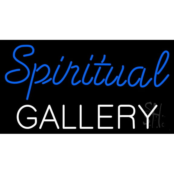 Blue Spritual Gallery LED Neon Sign 20 x 37 - inches, Clear Edge Cut Acrylic Backing, with Dimmer - Bright and Premium built indoor LED Neon Sign for art gallery, and exhibition.