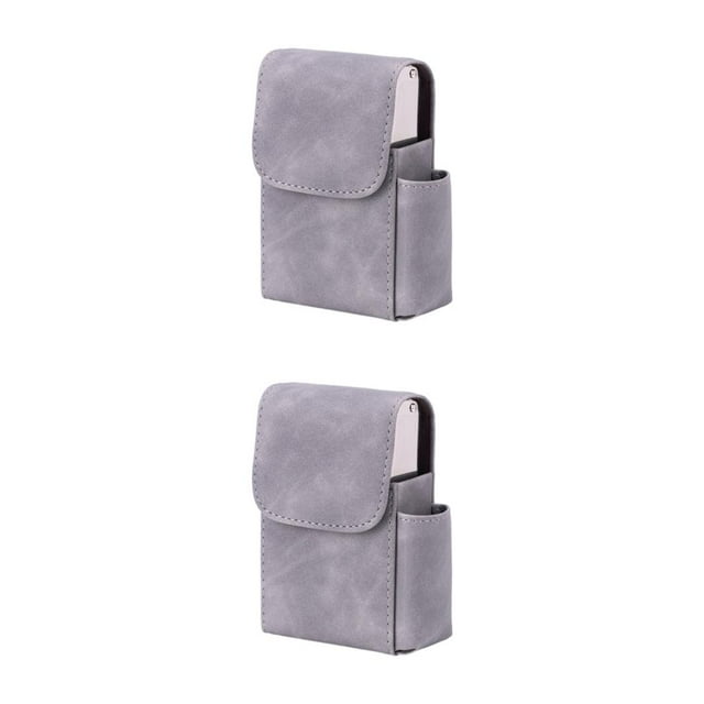 Yuarrent Pitillera duradera de PU con tarjetero, buenos regalos prácticos, tarjetero gris liso Gris liso 2Conjunto