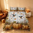 thumbnail image 3 of Homewish Rustic Hummingbird Pumpkin Duvet Cover Queen, Chic Sunflower Queen Bedding, White Orange Blue, Gray Reversible 3 Pieces, 1 Duvet Cover and 2 Pillowcases, 3 of 6