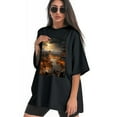 thumbnail image 3 of Plus Size Shirt for Women Black Tops for Women Short Sleeves Shirt for Women Village T Shirt Crewneck Shirt for Women XL, 3 of 5